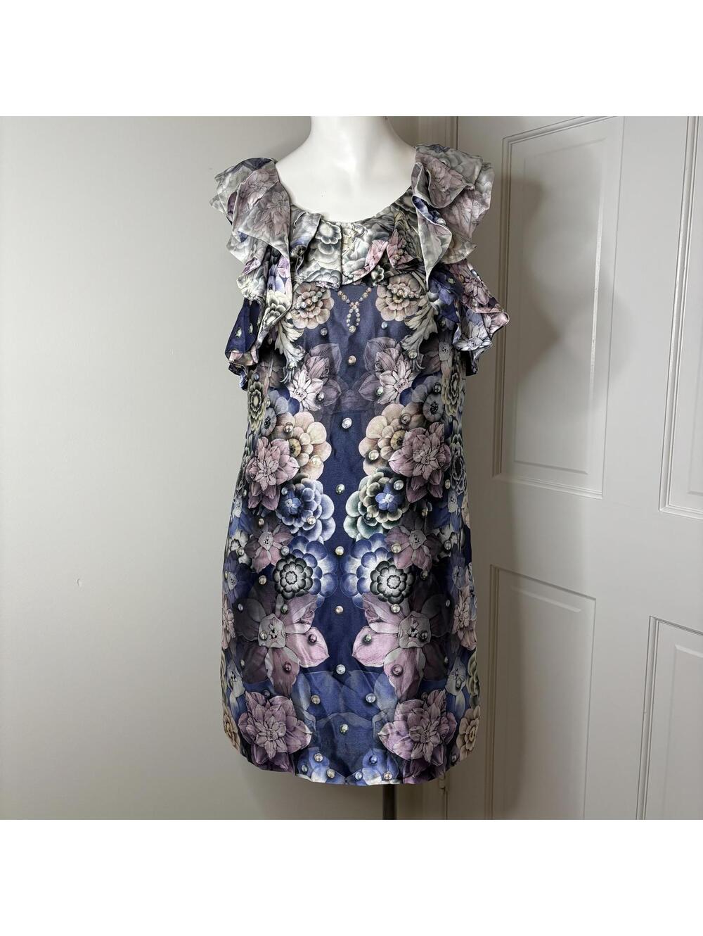 Leifsdottir 4 Floral & Pearls Silk Shift Dress